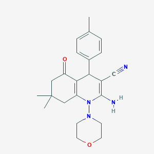 molecular formula C23H28N4O2 B303772 2-Amino-7,7-dimethyl-4-(4-methylphenyl)-1-(4-morpholinyl)-5-oxo-1,4,5,6,7,8-hexahydro-3-quinolinecarbonitrile 