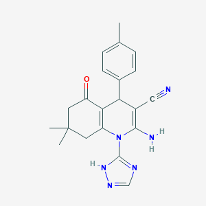 2-amino-7,7-dimethyl-4-(4-methylphenyl)-5-oxo-1-(1H-1,2,4-triazol-3-yl)-1,4,5,6,7,8-hexahydro-3-quinolinecarbonitrile