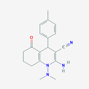 molecular formula C19H22N4O B303774 2-Amino-1-(dimethylamino)-4-(4-methylphenyl)-5-oxo-1,4,5,6,7,8-hexahydro-3-quinolinecarbonitrile 