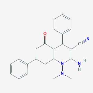 molecular formula C24H24N4O B303775 2-Amino-1-(dimethylamino)-5-oxo-4,7-diphenyl-1,4,5,6,7,8-hexahydro-3-quinolinecarbonitrile 