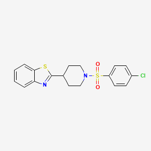 molecular formula C18H17ClN2O2S2 B3037788 2-{1-[(4-Chlorophenyl)sulfonyl]-4-piperidinyl}-1,3-benzothiazole CAS No. 605628-18-0
