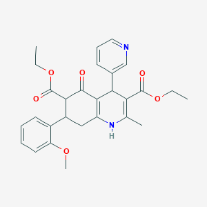 molecular formula C28H30N2O6 B303780 Diethyl 7-(2-methoxyphenyl)-2-methyl-5-oxo-4-(3-pyridinyl)-1,4,5,6,7,8-hexahydro-3,6-quinolinedicarboxylate 