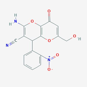 2-Amino-6-(hydroxymethyl)-4-(2-nitrophenyl)-8-oxo-4,8-dihydropyrano[3,2-b]pyran-3-carbonitrile