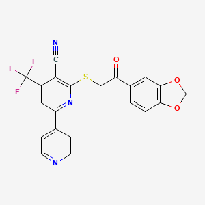 2-[2-(1,3-Benzodioxol-5-yl)-2-oxoethyl]sulfanyl-6-pyridin-4-yl-4-(trifluoromethyl)pyridine-3-carbonitrile