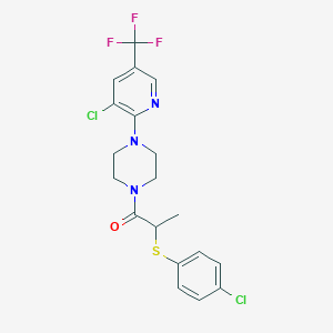 molecular formula C19H18Cl2F3N3OS B3037830 2-(4-氯苯硫基)-1-(4-(3-氯-5-(三氟甲基)(2-吡啶基))哌嗪基)丙烷-1-酮 CAS No. 634155-05-8