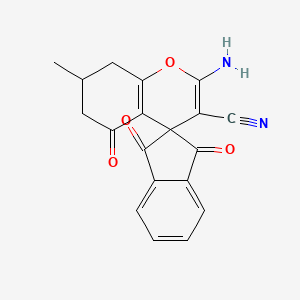 molecular formula C19H14N2O4 B3037831 2-amino-7-methyl-1',3',5-trioxospiro[7,8-dihydro-6H-chromene-4,2'-indene]-3-carbonitrile CAS No. 634155-11-6