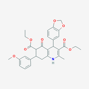 molecular formula C30H31NO8 B303787 Diethyl 4-(1,3-benzodioxol-5-yl)-7-(3-methoxyphenyl)-2-methyl-5-oxo-1,4,5,6,7,8-hexahydro-3,6-quinolinedicarboxylate 