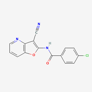 molecular formula C15H8ClN3O2 B3037926 4-chloro-N-(3-cyanofuro[3,2-b]pyridin-2-yl)benzenecarboxamide CAS No. 672925-58-5