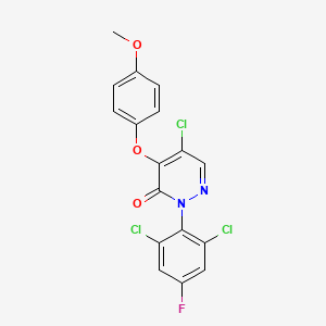molecular formula C17H10Cl3FN2O3 B3037937 5-chloro-2-(2,6-dichloro-4-fluorophenyl)-4-(4-methoxyphenoxy)-3(2H)-pyridazinone CAS No. 672951-52-9