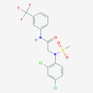 molecular formula C16H13Cl2F3N2O3S B3037939 2-[2,4-二氯(甲磺酰)苯胺基]-N-[3-(三氟甲基)苯基]乙酰胺 CAS No. 672951-67-6
