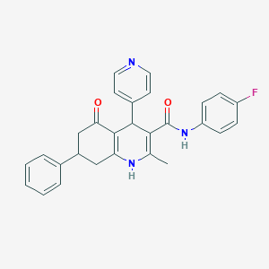 molecular formula C28H24FN3O2 B303794 N-(4-fluorophenyl)-2-methyl-5-oxo-7-phenyl-4-(4-pyridinyl)-1,4,5,6,7,8-hexahydro-3-quinolinecarboxamide 