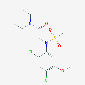 molecular formula C14H20Cl2N2O4S B3037940 2-[2,4-dichloro-5-methoxy(methylsulfonyl)anilino]-N,N-diethylacetamide CAS No. 672951-76-7