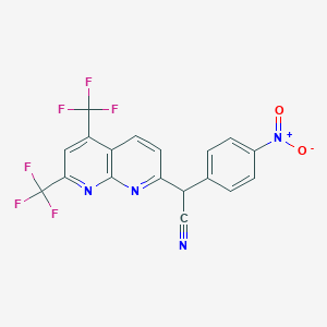 molecular formula C18H8F6N4O2 B3037953 2-[5,7-Bis(trifluoromethyl)-1,8-naphthyridin-2-yl]-2-(4-nitrophenyl)acetonitrile CAS No. 677749-54-1