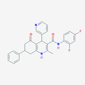 molecular formula C28H23F2N3O2 B303796 N-(2,4-difluorophenyl)-2-methyl-5-oxo-7-phenyl-4-(3-pyridinyl)-1,4,5,6,7,8-hexahydro-3-quinolinecarboxamide 