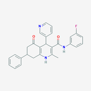 molecular formula C28H24FN3O2 B303797 N-(3-fluorophenyl)-2-methyl-5-oxo-7-phenyl-4-(3-pyridinyl)-1,4,5,6,7,8-hexahydro-3-quinolinecarboxamide 
