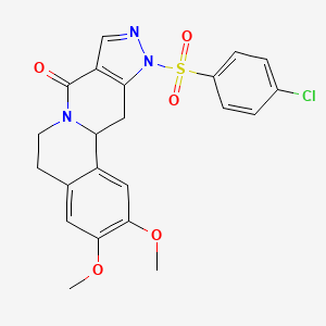 molecular formula C22H20ClN3O5S B3037973 15-(4-Chlorophenyl)sulfonyl-4,5-dimethoxy-10,14,15-triazatetracyclo[8.7.0.02,7.012,16]heptadeca-2,4,6,12(16),13-pentaen-11-one CAS No. 685107-92-0