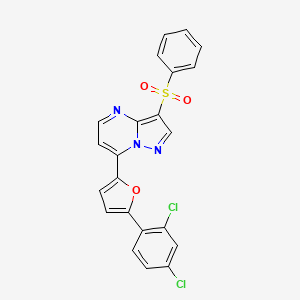 molecular formula C22H13Cl2N3O3S B3037974 7-[5-(2,4-二氯苯基)-2-呋喃基]-3-(苯磺酰基)吡唑并[1,5-a]嘧啶 CAS No. 685108-03-6