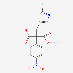 molecular formula C15H13ClN2O6S B3037978 Dimethyl 2-[(2-chloro-1,3-thiazol-5-yl)methyl]-2-(4-nitrophenyl)malonate CAS No. 685108-30-9