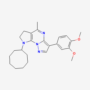 molecular formula C25H32N4O2 B3037982 3-Cyclooctyl-10-(3,4-dimethoxyphenyl)-7-methyl-1,3,8,12-tetrazatricyclo[7.3.0.02,6]dodeca-2(6),7,9,11-tetraene CAS No. 685108-53-6