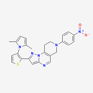 molecular formula C25H22N6O2S B3037983 2-[3-(2,5-dimethyl-1H-pyrrol-1-yl)-2-thienyl]-7-(4-nitrophenyl)-6,7,8,9-tetrahydropyrazolo[1,5-a]pyrido[3,4-e]pyrimidine CAS No. 685109-52-8