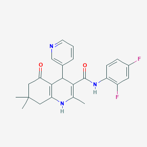 molecular formula C24H23F2N3O2 B303799 N-(2,4-difluorophenyl)-2,7,7-trimethyl-5-oxo-4-(3-pyridinyl)-1,4,5,6,7,8-hexahydro-3-quinolinecarboxamide 