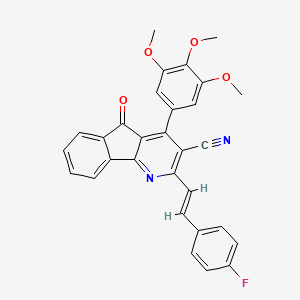 molecular formula C30H21FN2O4 B3038006 2-[(E)-2-(4-fluorophenyl)ethenyl]-5-oxo-4-(3,4,5-trimethoxyphenyl)indeno[1,2-b]pyridine-3-carbonitrile CAS No. 691887-92-0