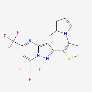 molecular formula C18H12F6N4S B3038009 2-[3-(2,5-dimethyl-1H-pyrrol-1-yl)-2-thienyl]-5,7-bis(trifluoromethyl)pyrazolo[1,5-a]pyrimidine CAS No. 692287-82-4
