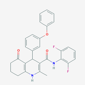 molecular formula C29H24F2N2O3 B303802 N-(2,6-difluorophenyl)-2-methyl-5-oxo-4-(3-phenoxyphenyl)-1,4,5,6,7,8-hexahydro-3-quinolinecarboxamide 