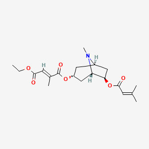 molecular formula C20H29NO6 B3038032 (E)-2-Methyl-2-butenedioic acid 4-ethyl 1-[(1R,1alpha,5S)-8-methyl-6alpha-[(3-methyl-1-oxo-2-butenyl)oxy]-8-azabicyclo[3.2.1]octan-3beta-yl] ester CAS No. 70474-24-7