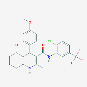 molecular formula C25H22ClF3N2O3 B303804 N-[2-chloro-5-(trifluoromethyl)phenyl]-4-(4-methoxyphenyl)-2-methyl-5-oxo-1,4,5,6,7,8-hexahydro-3-quinolinecarboxamide 