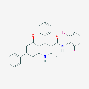 molecular formula C29H24F2N2O2 B303805 N-(2,6-difluorophenyl)-2-methyl-5-oxo-4,7-diphenyl-1,4,5,6,7,8-hexahydro-3-quinolinecarboxamide 