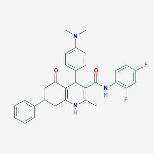 molecular formula C31H29F2N3O2 B303806 N-(2,4-difluorophenyl)-4-[4-(dimethylamino)phenyl]-2-methyl-5-oxo-7-phenyl-1,4,5,6,7,8-hexahydro-3-quinolinecarboxamide 
