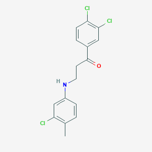 molecular formula C16H14Cl3NO B3038068 3-(3-Chloro-4-methylanilino)-1-(3,4-dichlorophenyl)-1-propanone CAS No. 724751-83-1