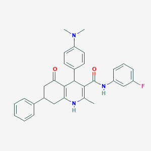 molecular formula C31H30FN3O2 B303807 4-[4-(dimethylamino)phenyl]-N-(3-fluorophenyl)-2-methyl-5-oxo-7-phenyl-1,4,5,6,7,8-hexahydro-3-quinolinecarboxamide 