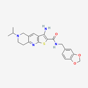 molecular formula C22H24N4O3S B3038075 3-amino-N-(1,3-benzodioxol-5-ylmethyl)-6-propan-2-yl-7,8-dihydro-5H-thieno[2,3-b][1,6]naphthyridine-2-carboxamide CAS No. 728025-87-4