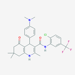 molecular formula C28H29ClF3N3O2 B303808 N-[2-chloro-5-(trifluoromethyl)phenyl]-4-[4-(dimethylamino)phenyl]-2,7,7-trimethyl-5-oxo-1,4,5,6,7,8-hexahydro-3-quinolinecarboxamide 