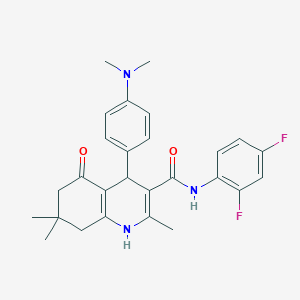 molecular formula C27H29F2N3O2 B303809 N-(2,4-difluorophenyl)-4-[4-(dimethylamino)phenyl]-2,7,7-trimethyl-5-oxo-1,4,5,6,7,8-hexahydro-3-quinolinecarboxamide 