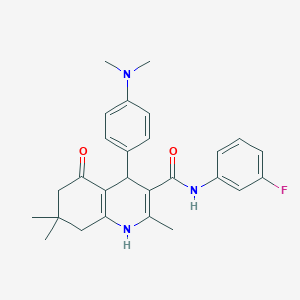 molecular formula C27H30FN3O2 B303810 4-[4-(dimethylamino)phenyl]-N-(3-fluorophenyl)-2,7,7-trimethyl-5-oxo-1,4,5,6,7,8-hexahydro-3-quinolinecarboxamide 