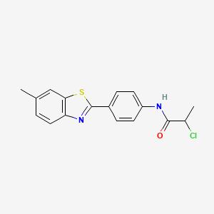 molecular formula C17H15ClN2OS B3038105 2-chloro-N-[4-(6-methyl-1,3-benzothiazol-2-yl)phenyl]propanamide CAS No. 743442-07-1