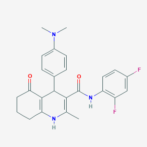 molecular formula C25H25F2N3O2 B303811 N-(2,4-difluorophenyl)-4-[4-(dimethylamino)phenyl]-2-methyl-5-oxo-1,4,5,6,7,8-hexahydro-3-quinolinecarboxamide 
