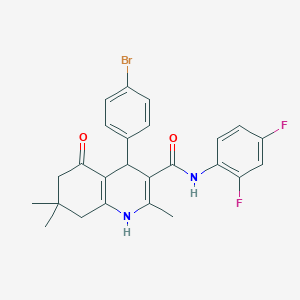 molecular formula C25H23BrF2N2O2 B303814 4-(4-bromophenyl)-N-(2,4-difluorophenyl)-2,7,7-trimethyl-5-oxo-1,4,5,6,7,8-hexahydro-3-quinolinecarboxamide 