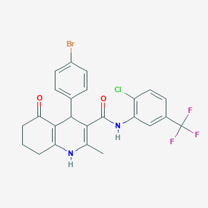 molecular formula C24H19BrClF3N2O2 B303815 4-(4-bromophenyl)-N-[2-chloro-5-(trifluoromethyl)phenyl]-2-methyl-5-oxo-1,4,5,6,7,8-hexahydro-3-quinolinecarboxamide 