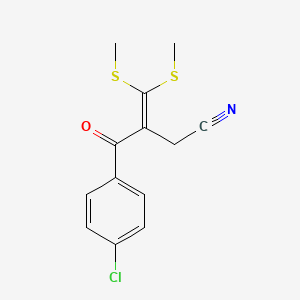 molecular formula C13H12ClNOS2 B3038152 3-(4-Chlorobenzoyl)-4,4-bis(methylsulfanyl)-3-butenenitrile CAS No. 77147-93-4