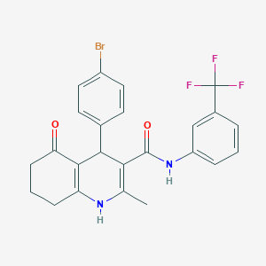 molecular formula C24H20BrF3N2O2 B303816 4-(4-bromophenyl)-2-methyl-5-oxo-N-[3-(trifluoromethyl)phenyl]-1,4,5,6,7,8-hexahydro-3-quinolinecarboxamide 