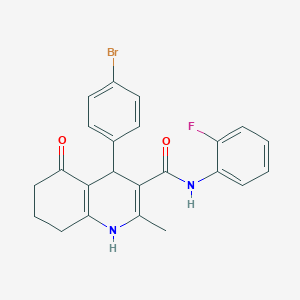 molecular formula C23H20BrFN2O2 B303817 4-(4-bromophenyl)-N-(2-fluorophenyl)-2-methyl-5-oxo-1,4,5,6,7,8-hexahydro-3-quinolinecarboxamide 