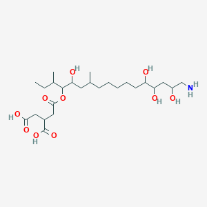 molecular formula C25H47NO10 B3038191 2-[2-(17-Amino-5,13,14,16-tetrahydroxy-3,7-dimethylheptadecan-4-yl)oxy-2-oxoethyl]butanedioic acid CAS No. 79367-51-4
