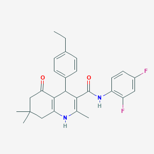 molecular formula C27H28F2N2O2 B303825 N-(2,4-difluorophenyl)-4-(4-ethylphenyl)-2,7,7-trimethyl-5-oxo-1,4,5,6,7,8-hexahydro-3-quinolinecarboxamide 