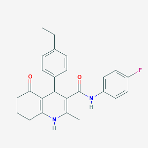 molecular formula C25H25FN2O2 B303827 4-(4-ethylphenyl)-N-(4-fluorophenyl)-2-methyl-5-oxo-1,4,5,6,7,8-hexahydro-3-quinolinecarboxamide 