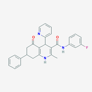 molecular formula C28H24FN3O2 B303828 N-(3-fluorophenyl)-2-methyl-5-oxo-7-phenyl-4-(2-pyridinyl)-1,4,5,6,7,8-hexahydro-3-quinolinecarboxamide 