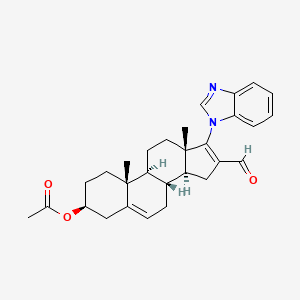 (3S,8R,9S,10R,13S,14S)-17-(1H-benzo[d]imidazol-1-yl)-16-formyl-10,13-dimethyl-2,3,4,7,8,9,10,11,12,13,14,15-dodecahydro-1H-cyclopenta[a]phenanthren-3-yl acetate